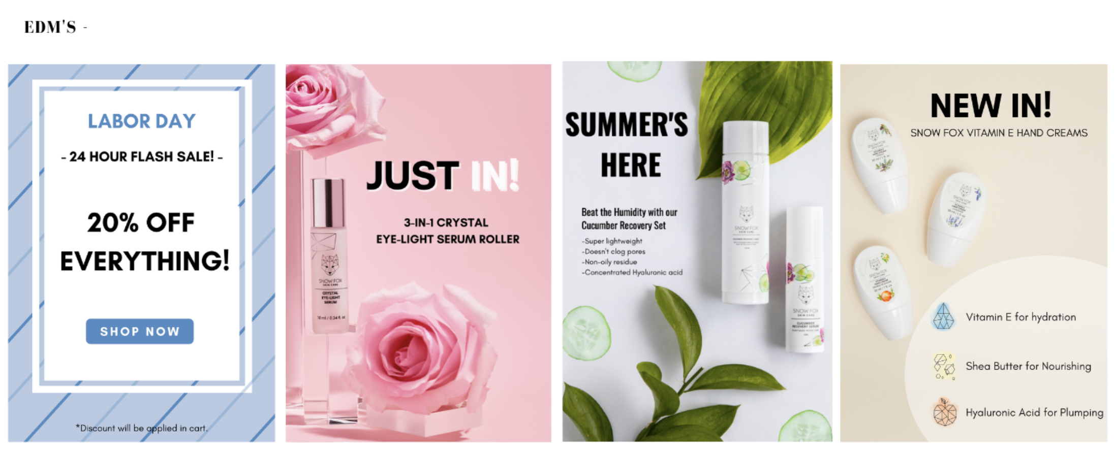 Snow Fox Skin Care email marketing / EDM design layouts