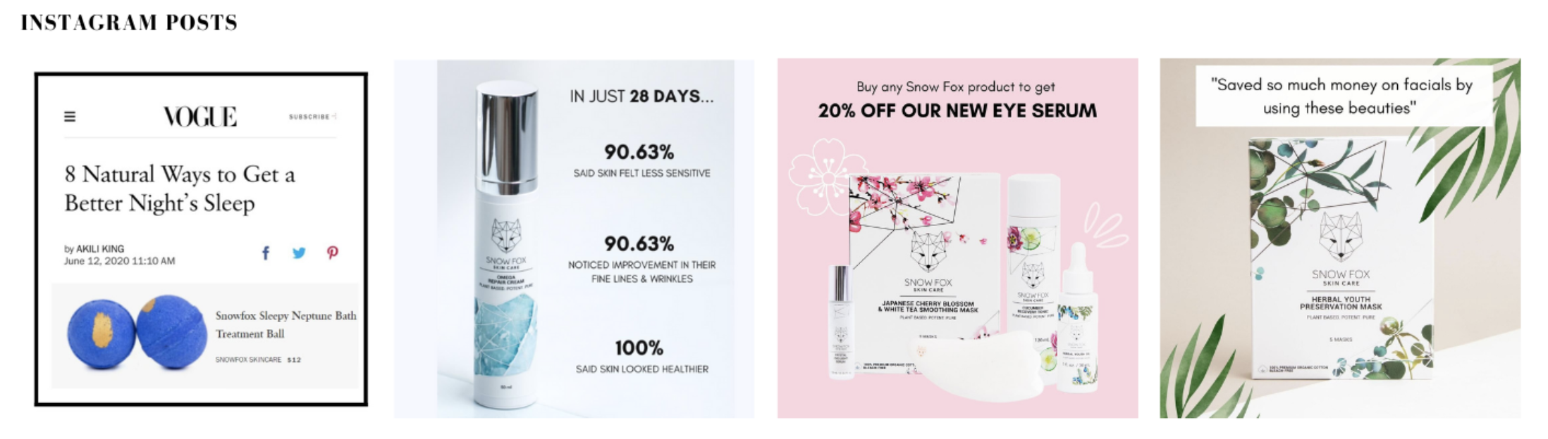 Snow Fox Skin Care Instagram post design set