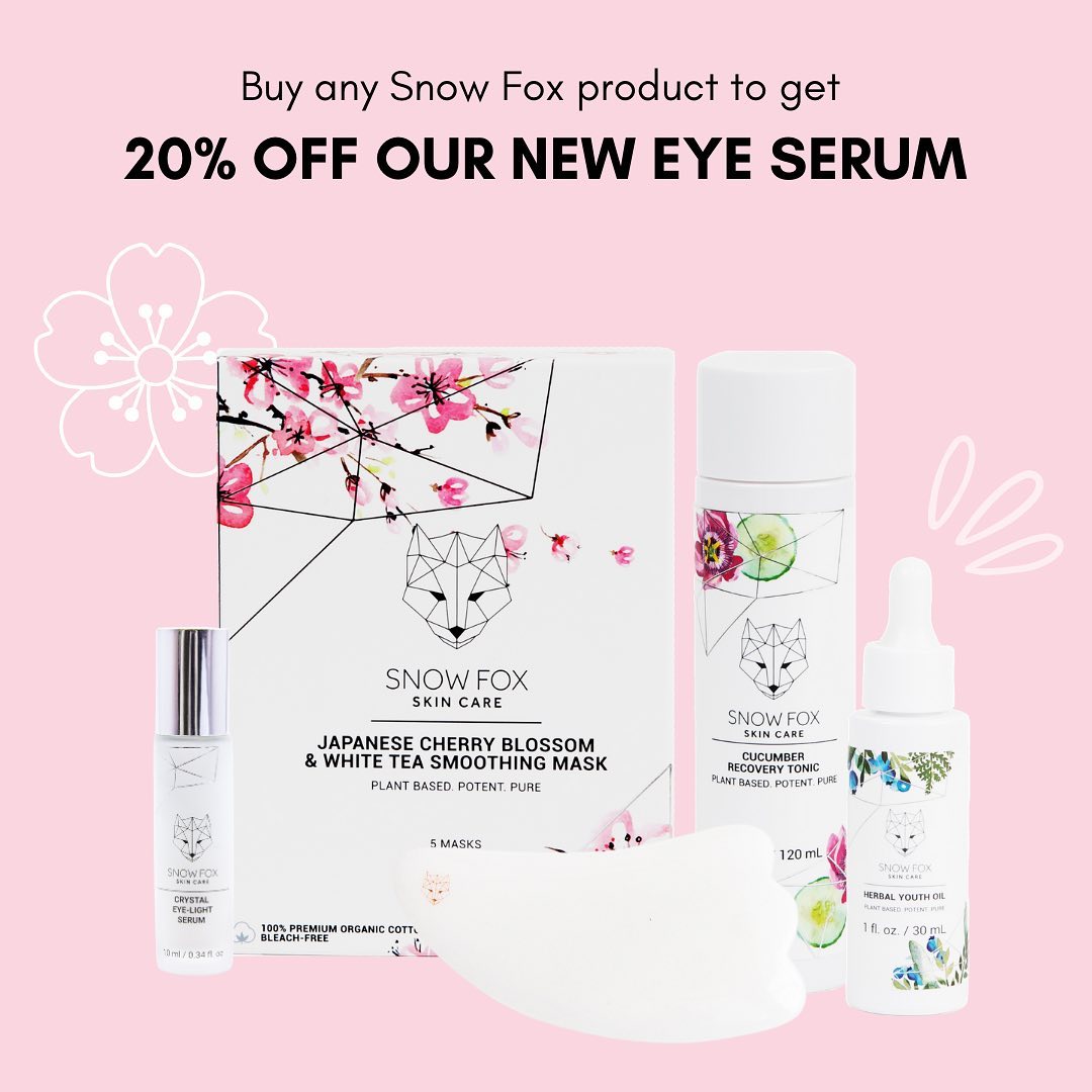 Snow Fox eye serum promotional flatlay